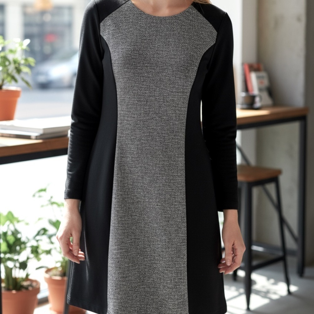 Loft Outlet knit colorblock sweater shift dress m
